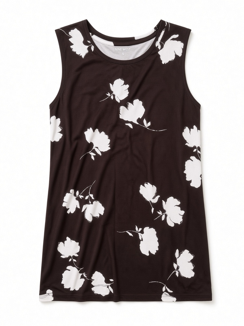 Nine West Black and White Floral Sleeveless Tank
